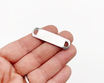 4 stämplade armbandskontaktberlocker i rostfritt stål 304, 41 mm kontakthängen 41 x 10 mm, A336