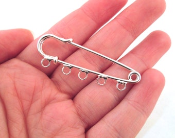 5 Large Silver Plated Kilt Pins 50x15mm, B76