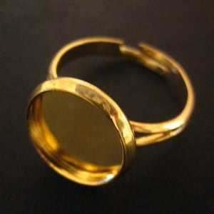 12mm gold plated bezel ring blanks, pick your amount, A85