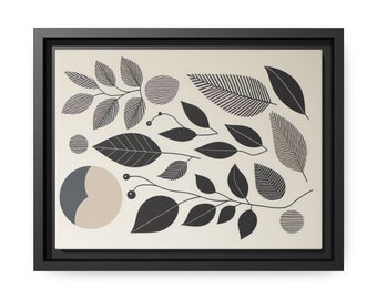 Impresión moderna y ecológica en marco de madera de pino negro/arte en lienzo mate sostenible para interiores elegantes
