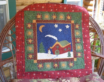 Silent Night Christmas Folk Art Quilt, Ready to Hang