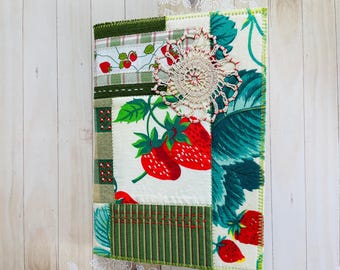 Strawberry Patchwork Journal with Hand Stitching