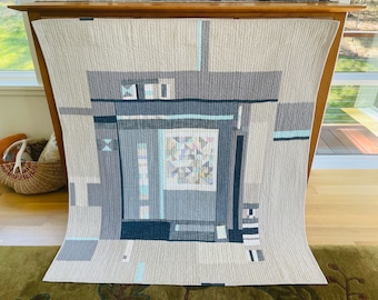 Tranquility Modern Improv Art Quilt, Ready to Hang