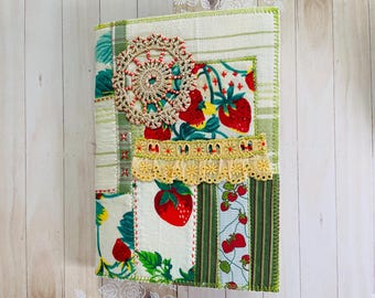 Strawberry Patchwork Journal with Hand Stitching