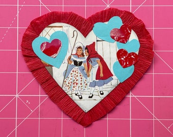 Large Handmade Little Red Riding Hood and Little Bo Peep Valentine