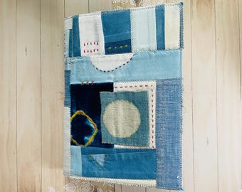 Indigo Moon Patchwork Journal with Hand Stitching