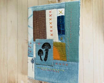Mushroom Patchwork Journal with Hand Stitching