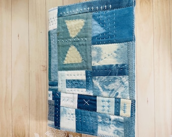 Indigo Patchwork Journal with Hand Stitching