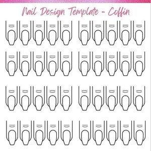 Coffin Nail Template Content Creator Nail Planner Acrylic Nail Art