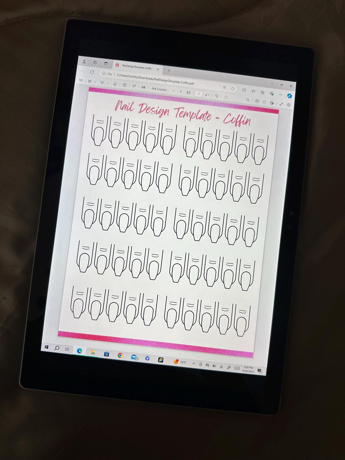 Coffin Nail Template, Content Creator, Nail Planner, Acrylic Nail Art Coffin Nail Template, Content Creator, Nail Planner, Acrylic Nail Art