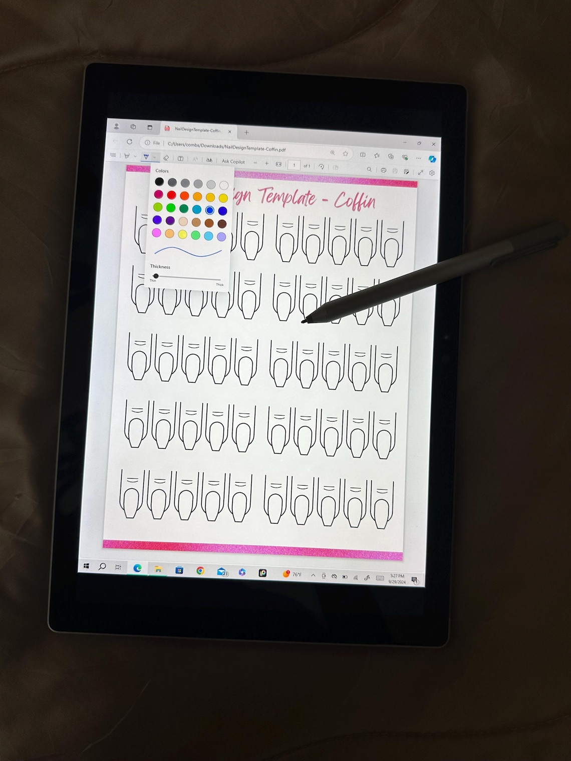 Coffin Nail Template Nail Art Planner (PDF Download) Etsy