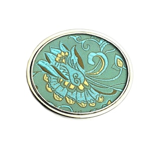 Mermaid Blue and Gold Silk Belt Buckle by Shi Studio image 2