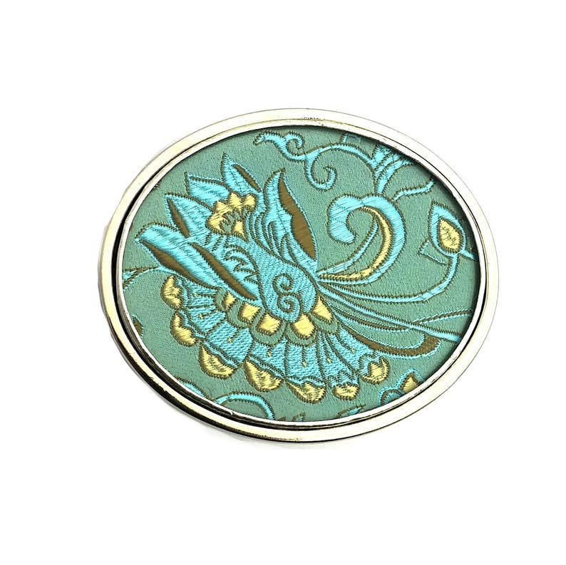 Mermaid Blue and Gold Silk Belt Buckle by Shi Studio image 2