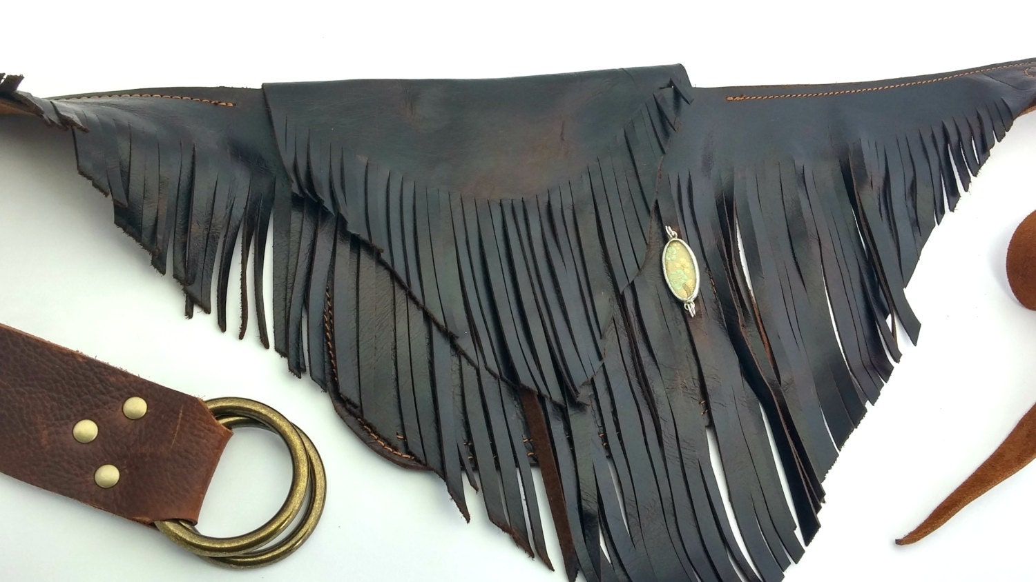 Leather Fringe Belt Bag - Shi Pocket Belts - One of a Kind