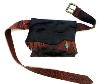 Brown Leather Belt Bag - Shi Pocket Belts - One of a Kind