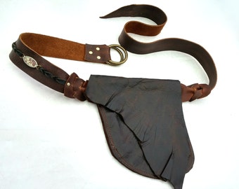 Brown Leather Hip Bag/Shoulder Bag - Shi Pocket Belts - One of a Kind