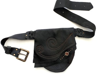 Brown Leather Belt Bag - Shi Pocket Belts - One of a Kind