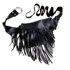 Leather Fringe Belt Bag - Shi Pocket Belts - One of a Kind