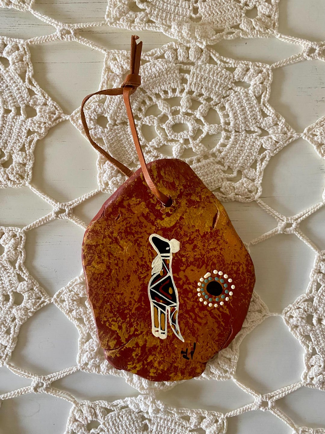 JDI Aboriginal Art on Terracotta / Hand Painted Australian Wall Hanging ...