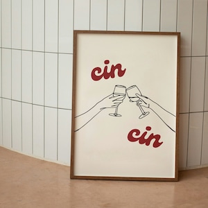 Cin Cin Wine Print Alcohol Print Vintage Wine Poster Bar Cart Wall Art Bar Printable Art Wine Decor Drinks Digital Download
