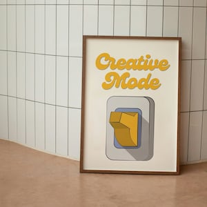 Creative Mode On Wall Print, Digital Print, Colorful Poster, Retro Wall Art, Trendy Room Decor, Large Printable Art, Dorm Room Decor,