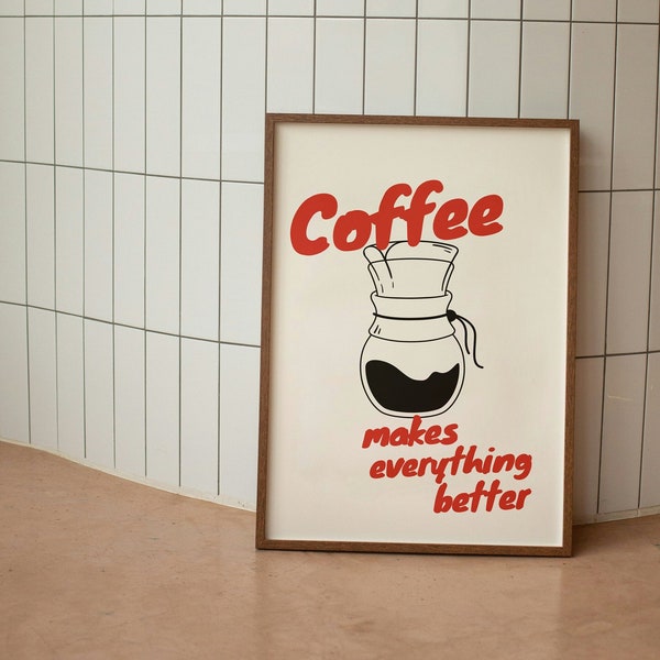 Retro Coffee Poster, Vintage Coffee Poster, Espresso Print, Kitchen Decor, Cafe Art, Vintage Food Print, Italian Café Decor, Aesthetic Art