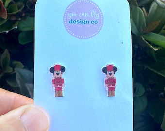 Mickey Mouse Red Nutcracker Earrings/Disney Earrings/Christmas Earrings/Disney Trip/Stud Earrings/Stainless Steel/