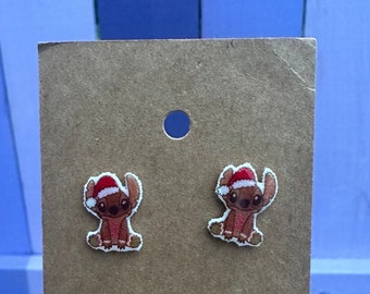 Stitch Gingerbread Boy Earrings/Disney Earrings/Christmas Earrings/Disney Trip/Stud Earrings/Stainless Steel/