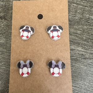 Mickey and Minnie Mouse Sailor Cruise Earrings/Disney Earrings/DCL/Disney Trip/Stud Earrings/Stainless Steel/Disney Jewelry/Gift/Pairs