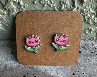 Kawaii Flower Tulip Earrings: Lightweight Acrylic Jewelry