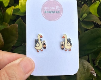 Camping Hiking Backpack Goose Earrings: Lightweight Acrylic, Stainless Steel