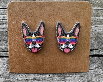 Boston Terrier Earrings: Summer Sunglasses, Dog Lover Jewelry