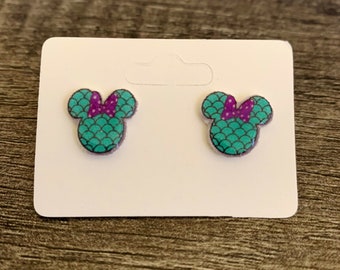 Minnie Mouse Mermaid head Earrings/Disney Earrings/Disney Trip/Stud Earrings/Stainless Steel/Disney Jewelry/Disney World Trip