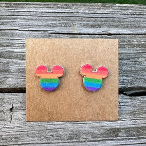 Mickey Mouse Head Rainbow Earrings/Disney Earrings/Mickey Mouse Earrings/Disney Trip/Stud Earrings/Stainless Steel/Disney Jewelry