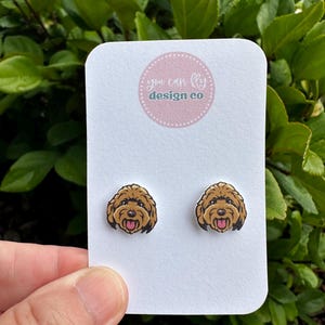 Goldendoodle Stud Earrings: Lightweight Acrylic Dog Lover Jewelry