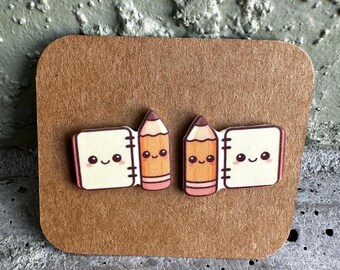 Kawaii Pencil Paper Earrings: Lightweight Acrylic Jewelry