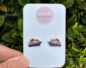 Disney Cruise Line Ship Earrings/Disney Earrings/Cruise Earrings/Disney Trip/Stud Earrings/Stainless Steel/Disney Jewelry
