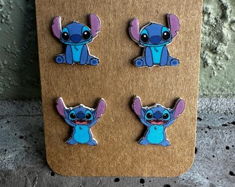 Stitch Sitting and Standing Earrings/Disney Earrings/Lilo and Stitch/Disney Trip/Stud Earrings/Stainless Steel/Disney Jewelry/Pairs