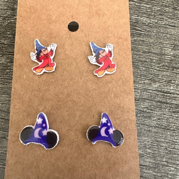 Sorcerer Mickey Fantasia Earrings/Disney Earrings/Disney Trip/Stud Earrings/Stainless Steel/Disney Jewelry/Gift/Pairs