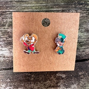 Mad Hatter and March Hare Earrings/Disney Earrings/Princess Earrings/Disney Trip/Stud Earrings/Stainless Steel/Disney Jewelry/