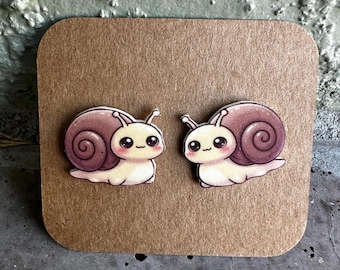 Kawaii Snail Earrings: Lightweight Acrylic, Stainless Steel Studs
