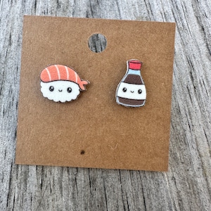 Sushi and Soy Earrings/Food Earrings/Christmas Gift/Sushi Lover Gift/Food Jewelry