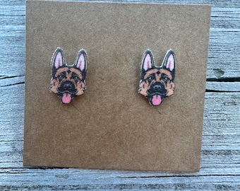 German Shepherd Earrings/Stud Earrings/Dog Jewelry/Christmas Gift/Dog Lover Gift/Dog Earrings/German Shepherd Mom/Dog Breed Earrings