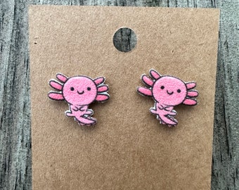 Kawaii Axolotl Earrings: Lightweight Acrylic, Stainless Steel Studs