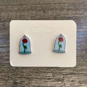 Rose from Beauty and the Beast Earrings/Disney Earrings/Disney Trip/Stud Earrings/Stainless Steel/Disney Jewelry