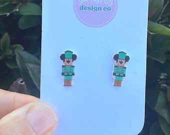 Mickey Mouse Green Nutcracker Earrings/Disney Earrings/Christmas Earrings/Disney Trip/Stud Earrings/Stainless Steel/
