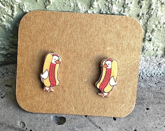 Acrylic Hot Dog Goose Stud Earrings Summer Independence 4th of July Patriotic