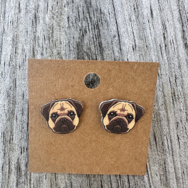 Pug Earrings/Stud Earrings/Dog Jewelry/Christmas Gift/Dog Lover Gift/Dog Earrings/Cute Dog Earrings/Pug Mom