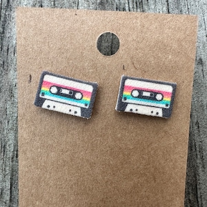 Retro Cassette Earrings/Retro Earrings/Cassette Tape Earrings/Novelty Earrings/Retro Jewelry/Mixtape Earrings