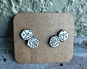 Pair of Dice Earrings: Acrylic Stud Earrings